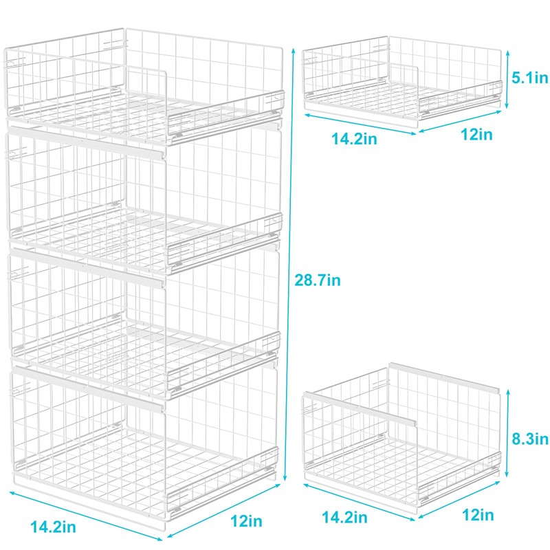 Hongtamoya 4-Tier Stackable Closet Organizers and Storage Shelves, Sliding Storage