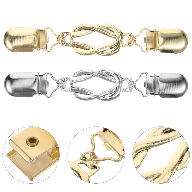 Collar Clips Vintage Sweater Clips Clip Antique Brooch Golden Silver