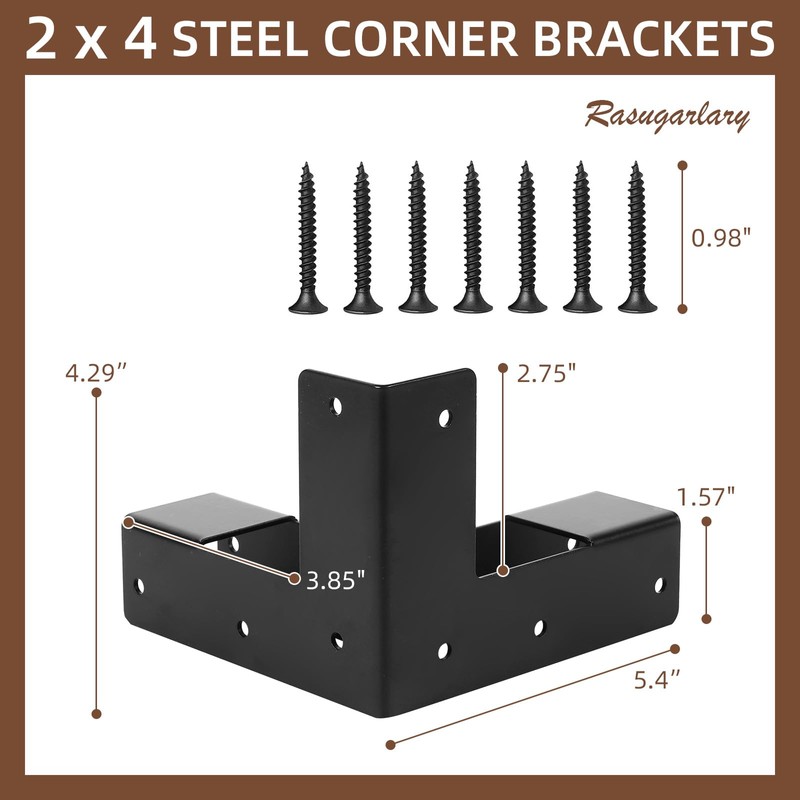 Rasugarlary Work Bench Brackets, 2 x 4 Steel Corner Brackets