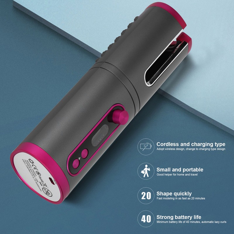 Cordless Curlers Hair Curling Iron Cordless Automatic USB Rechargeable MultiFunction