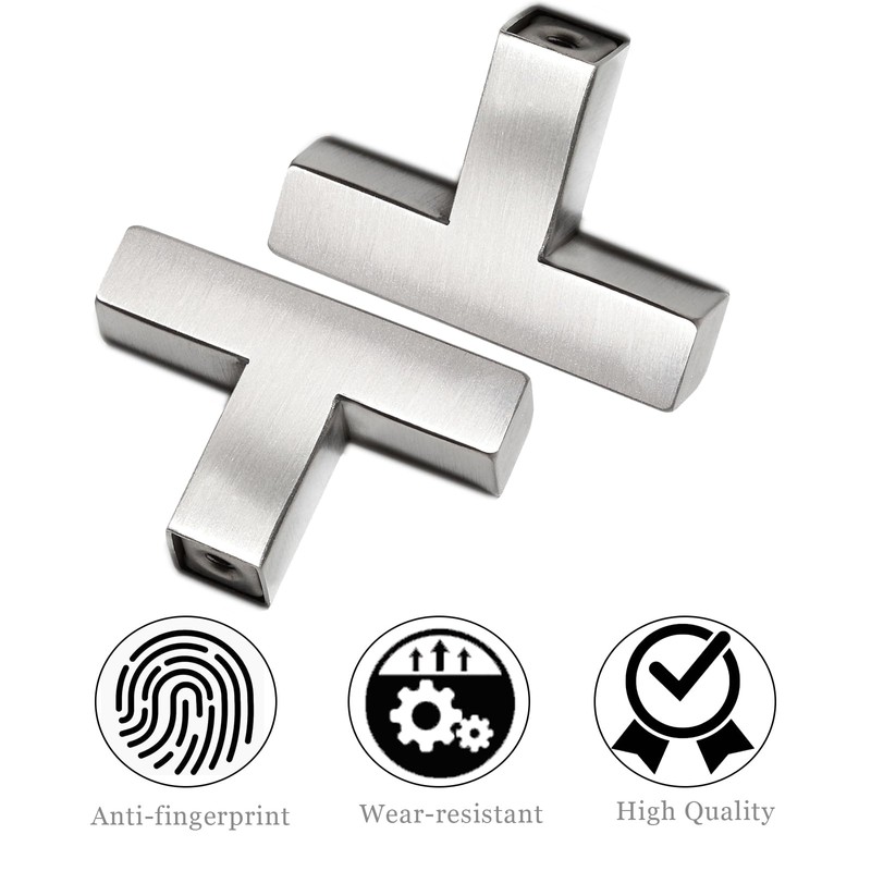 Redunest Bar Cabinet Pulls - 2 Pack Square Brushed Nickel