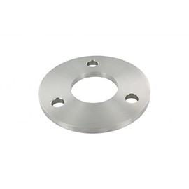 edelstahlonline24 Round Diameter 100 mm, 6 mm Thick, 3x Diameter 11 mm + Centre Diameter 42.8 mm Bore, Ground on One Side with Round Cut, V2A Stainless Steel