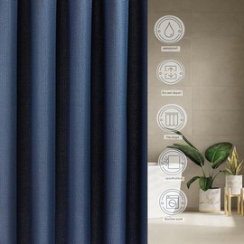JOSVRAC Navy blue Shower Curtain Water Resistant Quick Dry Polyester Bathtub Tub Curtain,Shower Curtain with 12 Hooks for Wet Room Bathtub Shower Stall,Dark blue Bathroom Curtain Set 150x180cm