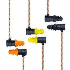 Klowcok Triple Flange Eartips for Walker's Rope Hearing Enhancer, Razor X/XV3.0 Hearing Protection Earbuds, Soft Silicone Replacement Tips 8 Pairs (Black*4/Yellow*2/Orange*2)