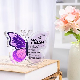 Sister Birthday Gifts, Christmas Gifts for Sister, Sister Gifts - Acrylic Butterfly Plaque Gifts for Sister, Birthday Gifts for Sister, Sister Gifts from Sister Brother, Sister Birthday Presents