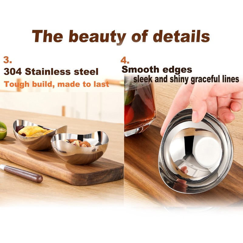 TDYBASE 304 Stainless Steel Modern Oval Serving Bowl, Fruit, Salad,