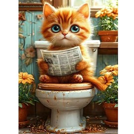 feelive Diamond Painting Kits für Erwachsene, Kat DIY Diamant Painting Bilder für, Bausätze für Diamantmalerei 5D Runde Steine Diamant Painting für Zuhause Dekor 30x40cm