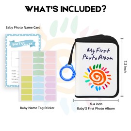 Niselity Baby's My First Family Album Holds 21 4x6 Photos, Baby Sun Photo Album Soft Cloth Family Book,My First Photo Book for Baby or Toddlers,Cute Book Gift for Babies Shower Newborns Family PhotosBlack