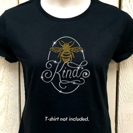 Bee Kind Glitzernde Kristalle Bügelbild Strass und Gold Strass Transfers für T-Shirts von JCS Rhinestones