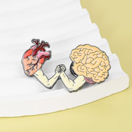 Dr's gift Cardiology Pin Anatomical Heart and Brain Pin Neuron Neurology Lapel Brooch Funny Nurse Doctor Pins for White Coat