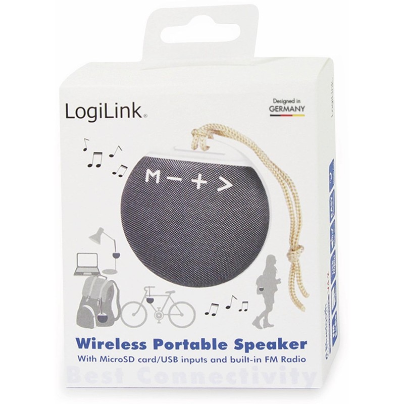 LogiLink SP0055 Round Compact Wireless Speaker with USB and Micro