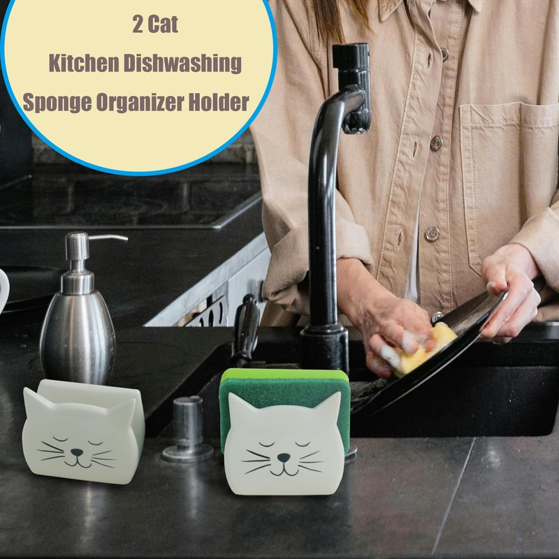 Asivtoki Sponge Holder for Countertop 2 PCS Dish Sponge Holder