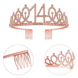 14th Birthday Sash Crown for Girls Rose Gold Crystal Queen Tiara Princess Crown 14th Birthday Sash 14th Birthday Crown Birthday Party Accessories Birthday Decoration 14th Birthday Gift