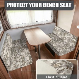 Whosucclay RV Dinette Cushion Covers,Loveseat Slipcovers Replacement Sofa Slipover for Travel Trailer Couch Includes Backrest Cover & Bench Cover with Dead Tree Branches Pattern