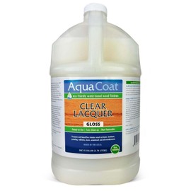 Aqua Coat Clear Lacquer in Gloss Finish - Premium Water-Based for Wood & Plastic - Fast-Drying, Non-Yellowing, Eco-Friendly - 1 Gallon, Self-Cross-Linking,