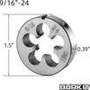 Burkit 9/16"-24 UNEF Tap and Die Set Right Hand, 9/16