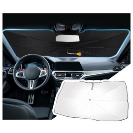 [2025 Upgrade Bend] Car Windshield Sun Shades Umbrella,Foldable Cars Sun Shade with Nanoscale Heat Insulation,55"x30" Suns Shade for Car Windshield with 360° Bending Handle