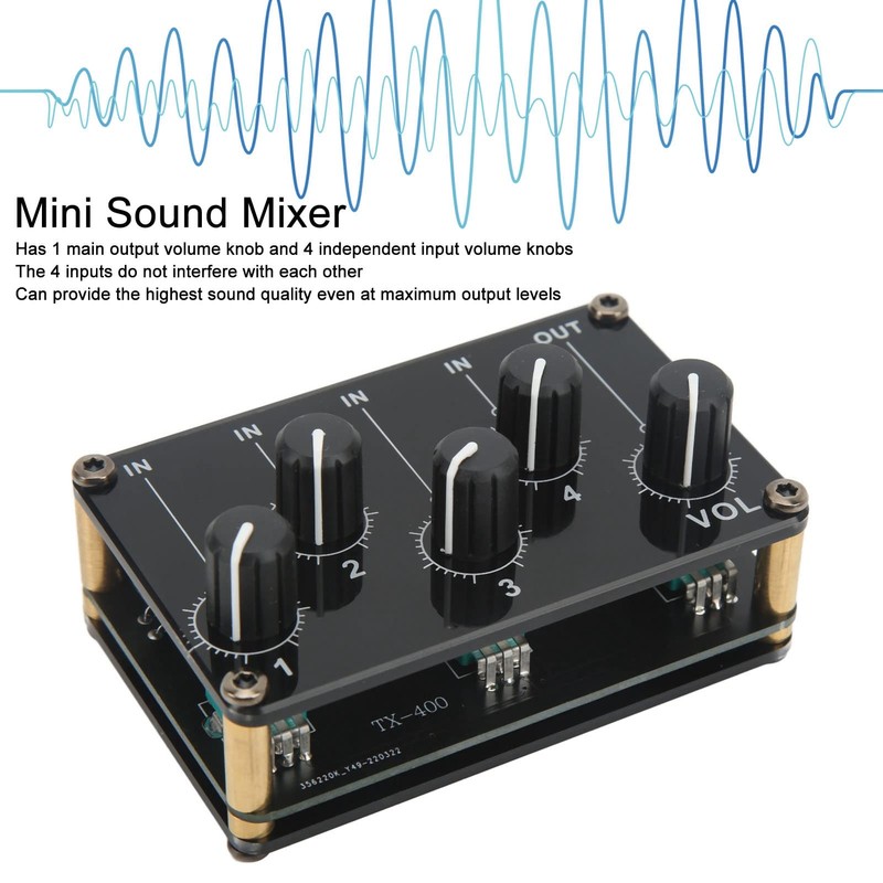 Mini Portable Passive Stereo Audio Mixer 4 Channel Sound Board