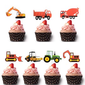 21PCs Construction Cupcake Toppers Kids Birthday Party Decoration Supplies Cupcake Toppers for Construction Themed Party Decorations