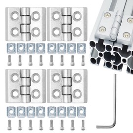 Pilikoll Pack of 4 Silver M4 Small Furniture Hinges 2020 Aluminium Profile Flexible Hinge M4 for Aluminium Profile 2020 Hinge M4 Folding Hinge with Slot 6 mm for Lightweight DIY Cabinet Doors