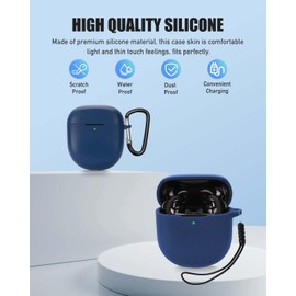 Case Cover for Bose QuietComfort Earbuds Ultra II,Silicone Protective Cover for Bose QuietComfort Earbuds Ultra II Earphones,Cover with Scratch Protection,with Keychain&Lanyard and Cleaner Kit,Blue