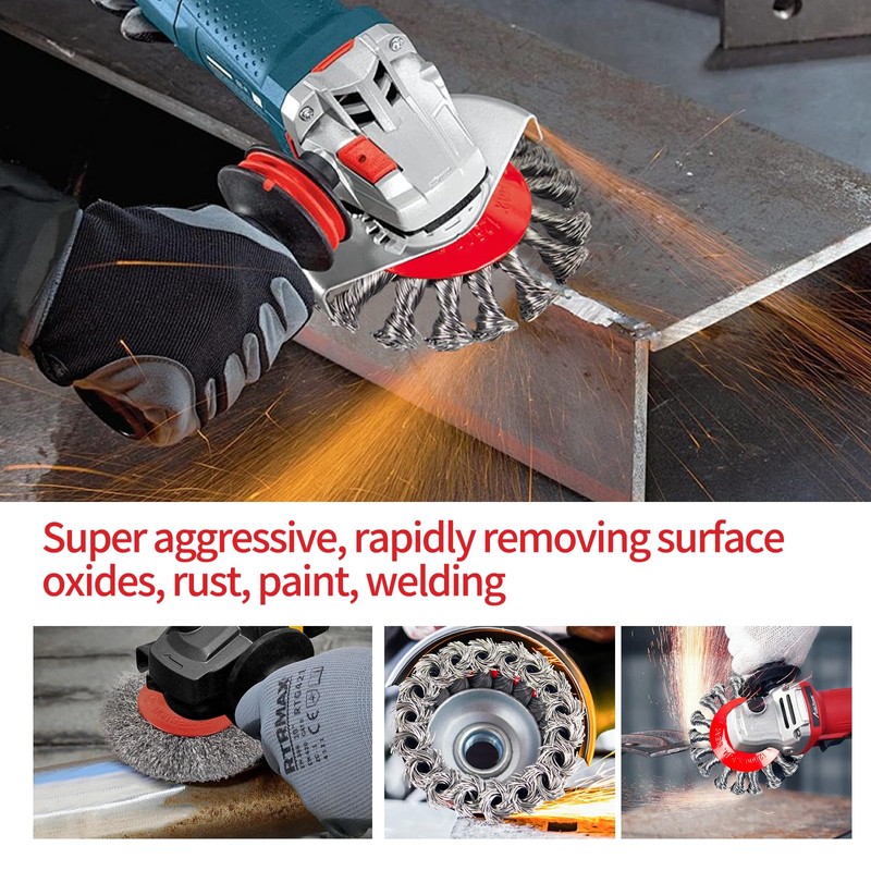 OSFTBVT Wire Wheel Brush for 4-1/2" Angle Grinder 4 Inch