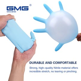 GMG SINCE1988 Disposable Nitrile Gloves, Powder-Free, Latex-Free Safety Glove for Cleaning, Food Handle, or Automotive(Medium Size, 100 Pack)