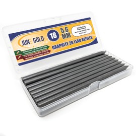 June Gold 18 Pieces, 5.6 mm 2B Lead Refills, 120 mm Length, Extreme Bold Thickness, Break Resistant Lead/Graphite