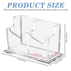 GOEDCH Acrylic Business Card Holder: Transparent Business Card Stand with 2 Compartments, Business Card Table Stand, Business Card Display Rack for Exhibition, Home, Office, Holds 100-120 Business