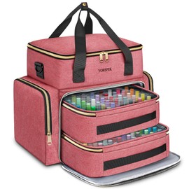 YOREPEK Extra Large Nail Polish Organizer Case Holds 96 to 100+ Bottles (15ml/0.5 fl.oz) Nail Lamp, Nail Polish Travel Case Bag with 2 Removable Pouches Fits Nail Suppiles, Gift for Manicurist, Pink