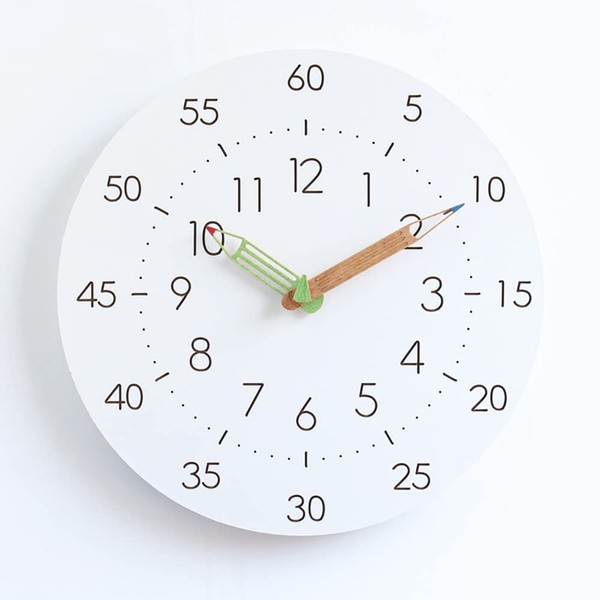 §BOMU-TECH∞BOMU Wall Clock, Educational Clock, Wall Mounted, Learning Clock, Educational Clock, Time Management, Educational Goods, Children's Room, Clock, Stylish, Round, Simple, Silent, Dustproof, Continuous Second Hand, Capital Letter Arabic Numerals,