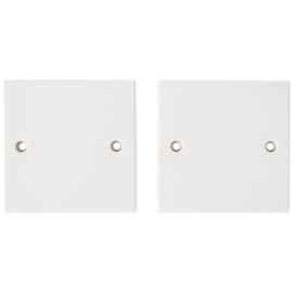 Merriway BH02676 (2 Pcs) Single Electrical Cover Du mmy Plate, White Plastic 85 x 85 mm - Pack of 2 Pieces