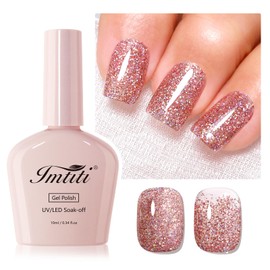 Imtiti Glitter Gel Nail Polish, 1Pcs Rose Gold Gel Polish Sparkle Soak Off UV LED Gel Polish, Long Lasting, Manicure Salon DIY at Home for Women (0.34 Fl Oz-959)