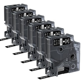 6X Compatible with Dymo D1 Label Tape 45021 White on Black 12mm x 7m Label Maker Refills d1 S0720610, for Dymo LabelManager 160 210D 280 360 LabelPoint 200 250