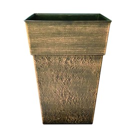 The HC Companies 18 Inch Avino Tall Square Planter - Decorative Indoor Outdoor Plant Pot for Front Porch, Deck, Patio and Home, Celtic Bronze