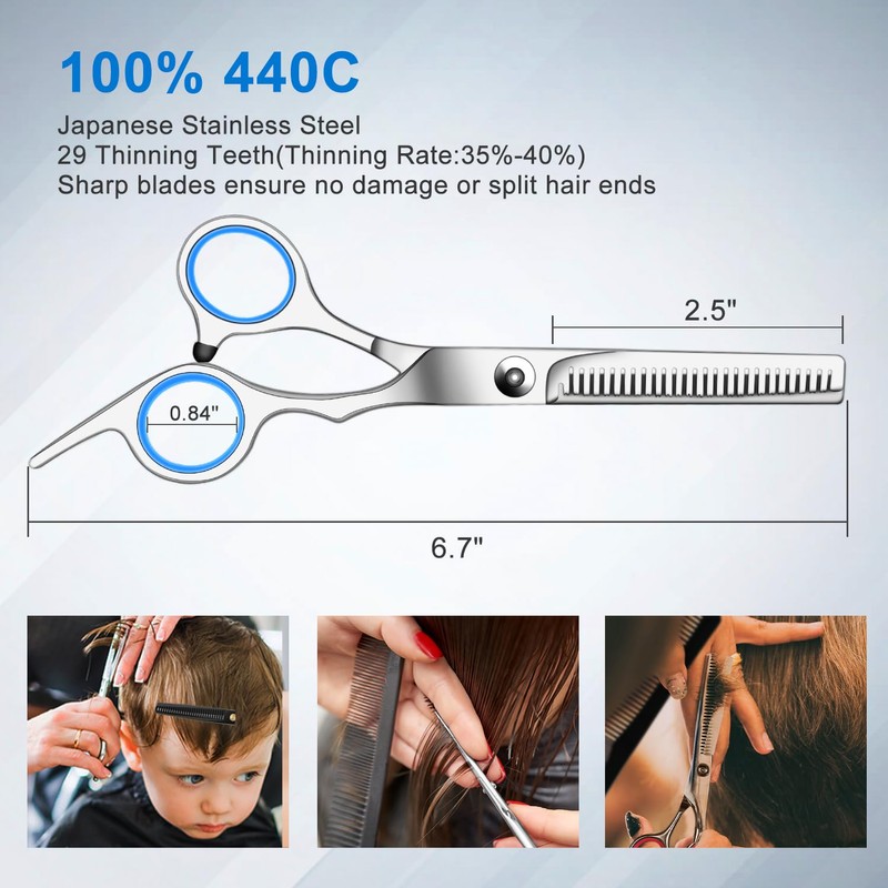 Sirabe 11 PCS Hair Cutting Thinning Scissors Set, Sapphire Professional
