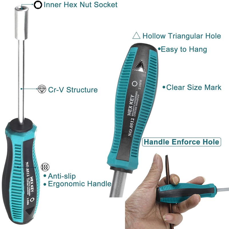 Utoolmart 3mm Socket Wrench Screwdriver, Socket Driver Hex Nut Key