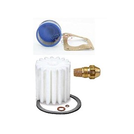 Oil Burner Tune Up Kit 0.85 Gallon 80° Hollow Nozzle, White Micro Flow Oil Filter and"A" Pump Screen