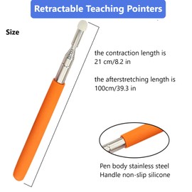 Telescopic Teachers Pointer Sticks - 2 Pcs Retractable Hand Pointer Extendable Whiteboard Pointer with Soft Felt Tip,for Teachers,Office Classroom Presentation Whiteboard,Extends to 39''(Blue/Orange)