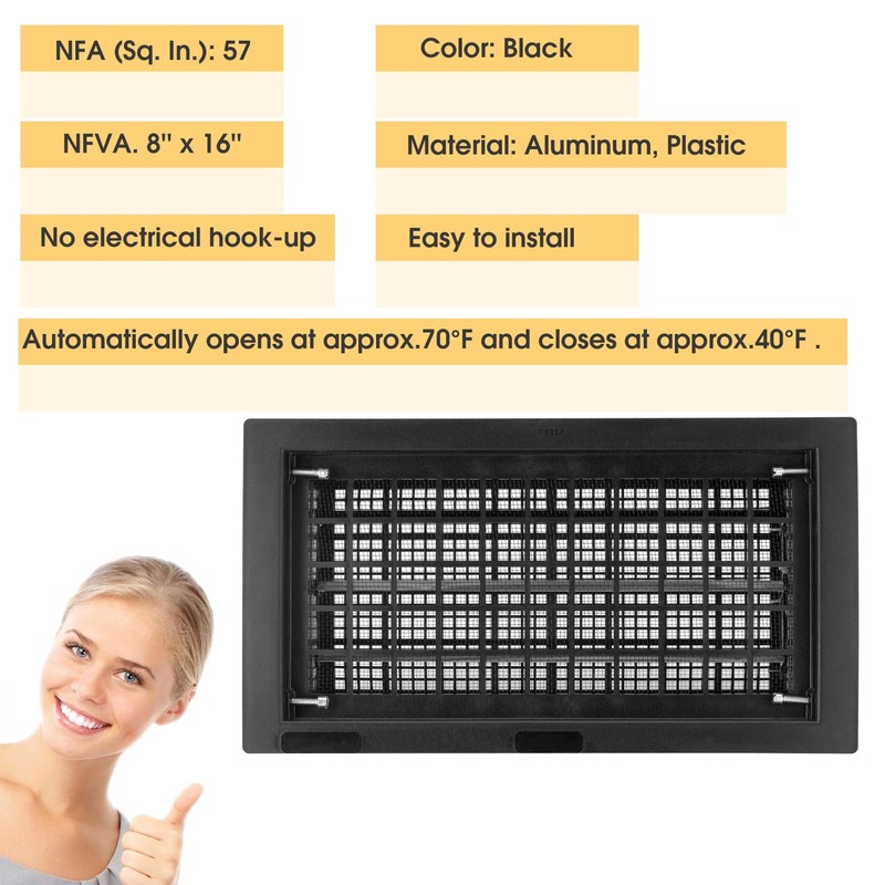 8" x 16" Automatic Foundation Vent for Ventilating Crawl Space