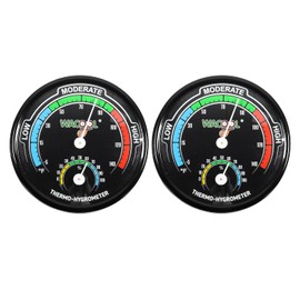 WACOOL Mini Thermometer Hygrometer Pack of 2PCS, Dial Temperature Humidity Gauge Terrarium Thermometer Celsius and Fahrenheit, Night Luminous