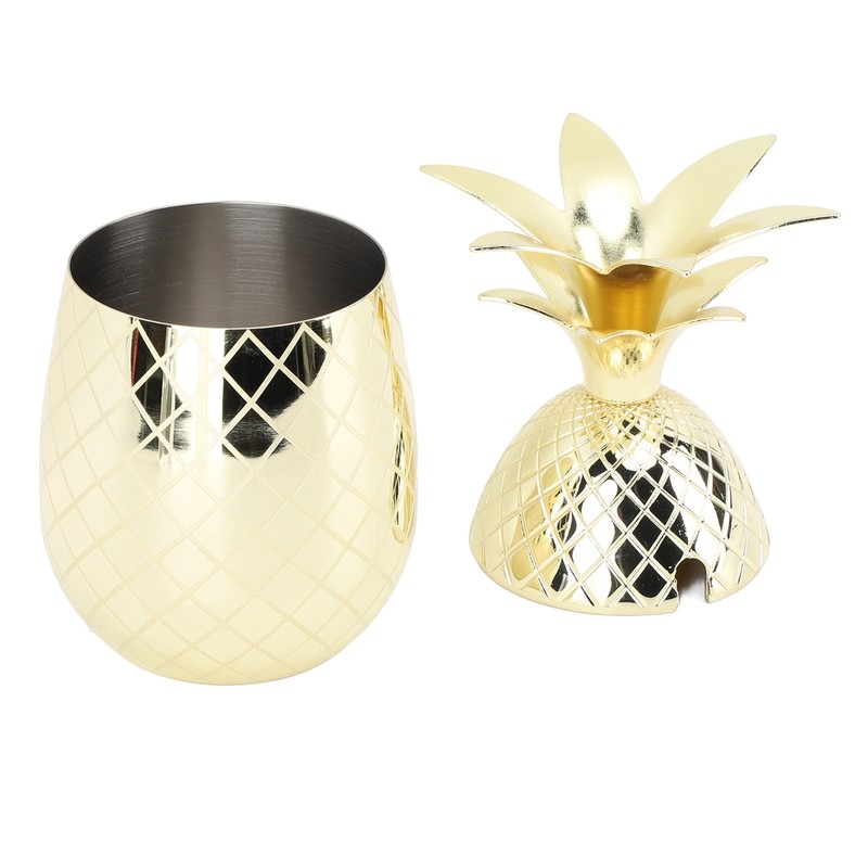 Pineapple Cup with Lid 500ml Stainless Steel Drinking Glasses Reusable