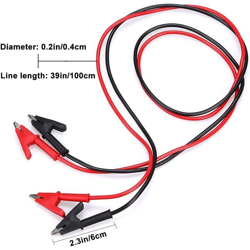 2 x Crocodile Clip Test Leads, Double-Sided Crocodile Wire Cable
