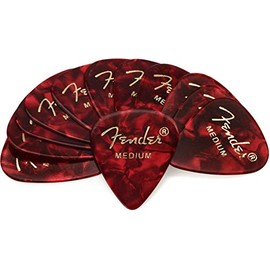 Fender Premium Celluloid Guitar Picks 351 Shape, Stocking Stuffers, Guitar Accessories, Red Moto, Medium, 12-Pack