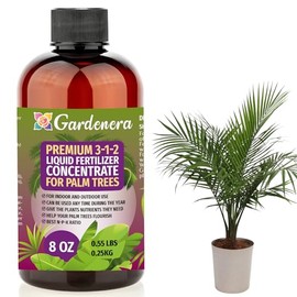 Premium Liquid Palm Tree Plant Fertilizer - 3-1-2 Concentrate for Indoor Plants and Flowers by Gardenera | Organic Plant Food for Palm Trees - 8oz