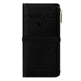 NQQNQQ RFID-Blocking Leather Travel Wallet & Passport Holder with Zipper Pocket, Card Slots, and Phone Compartment – Waterproof Travel Organizer for Women & Men. TG-1 (Black)