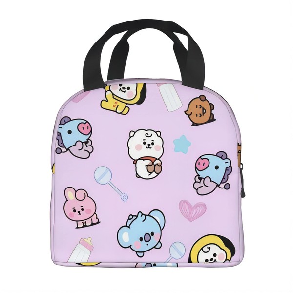 Bt21 Lunch Bag Cold Insulated Zipper Compact Lunch Bag Fashionable Portable Thermal Lunch Bag Cooler Bag Soft Cooler Bag Tote Eco Bag Work School Unisex Handbag Lunch Bag Lunch Box 13cm x Width 22cm