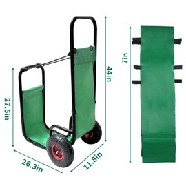 FLITURE Firewood Log Cart Carrier Outdoor Wood Rack Mover - 250 LB Capacity Storage Steel Dolly Hauler with Rubber Wheels and Oxford Cloth