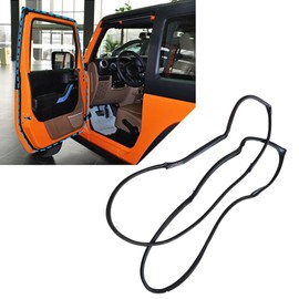 FZJDSD 1 Pair Front Full Door Felt Gasket Trim Seal Weatherstrip Compatible with Jeep Wrangler 2007-2018 Replace 55395274AW 55395275AW Driver&Passenger Front Full Door Weatherstrip Rubber Seal Strip