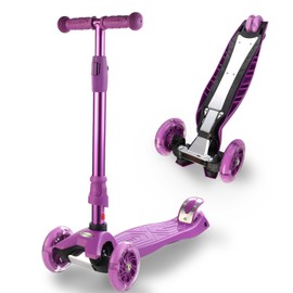 3 Wheel Scooter for Kids Ages 6-12,Kids Scooter with Light Up Wheels, Sturdy Deck Design, and 4 Height Adjustable Suitable for Kid Ages 3-12